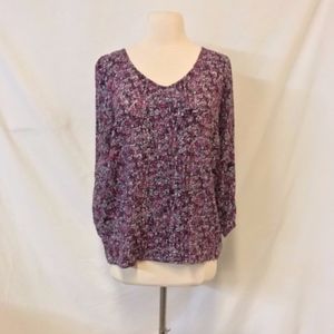 19 Cooper Purple Floral Print Lightweight Blouse Small